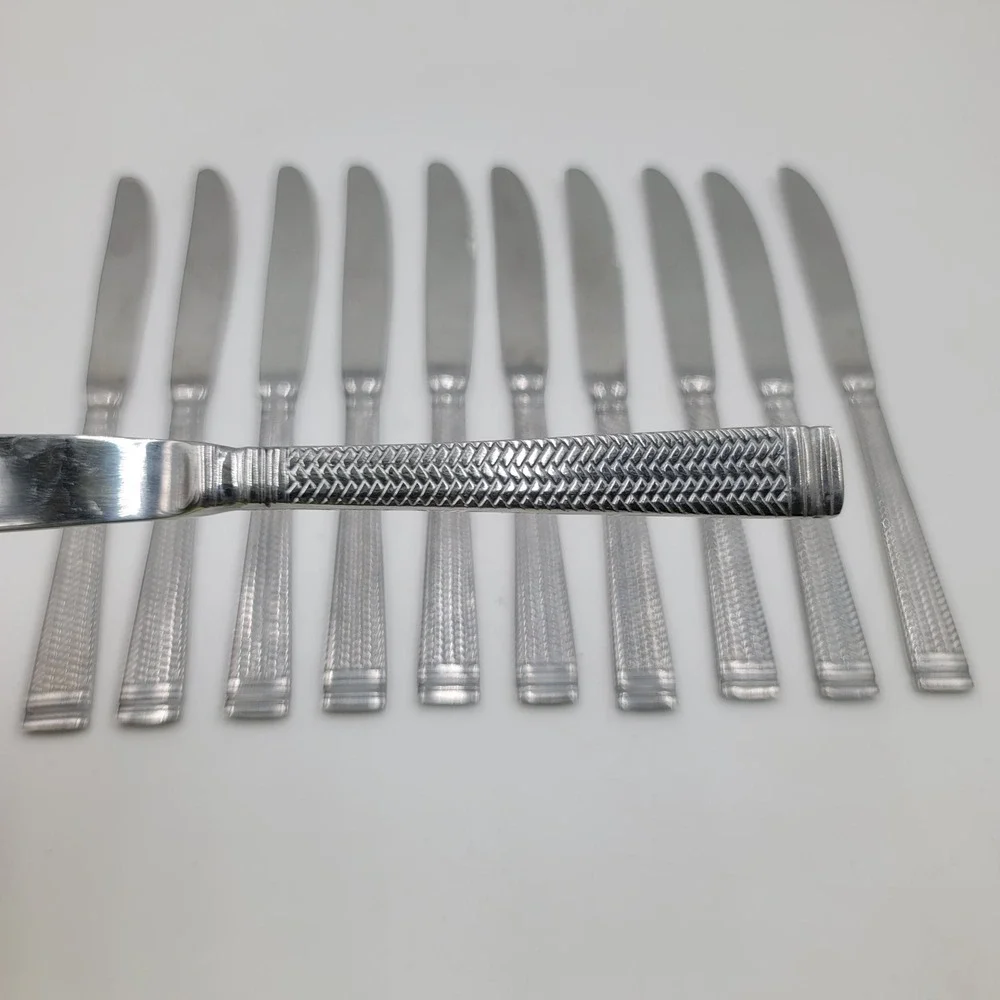 11pc Farberware Basketweave Stainless Steel Dinner Knives Serrated